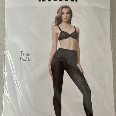 Wolford Tess Tights Black Medium New #14698 Mini Check Pattern